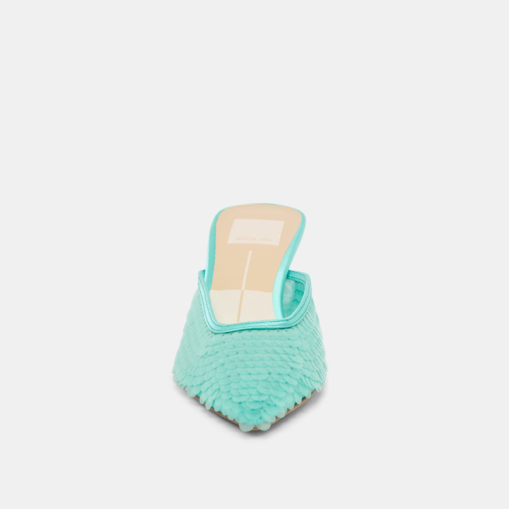 Cleo Sequin Aqua Sequin Heels / Dolce Vita