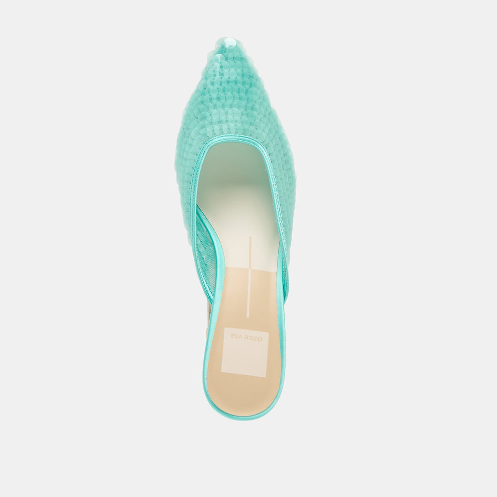 Cleo Sequin Aqua Sequin Heels / Dolce Vita