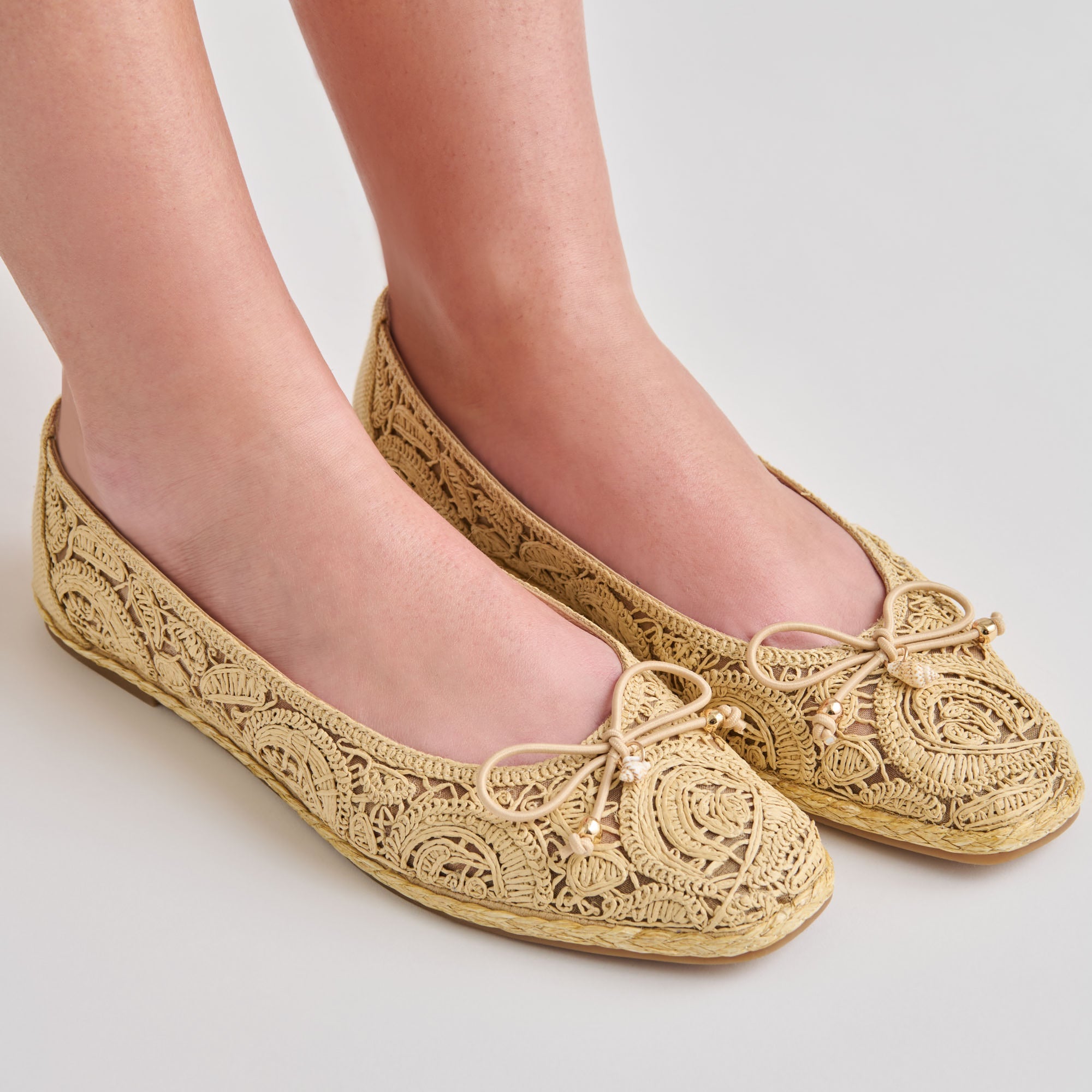 Tianna Lt Natural Raffia Lace Ballet Flats / Dolce Vita