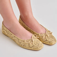 Tianna Lt Natural Raffia Lace Ballet Flats / Dolce Vita