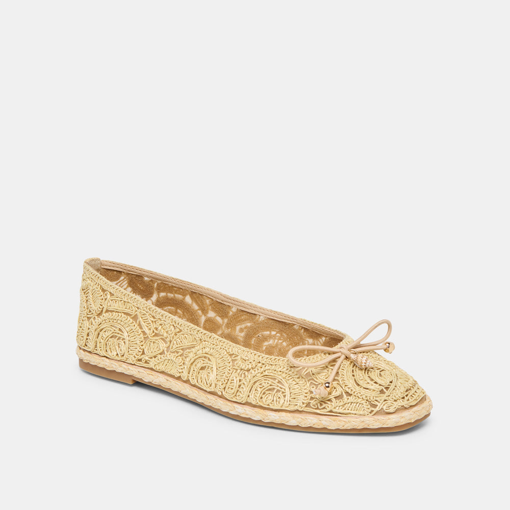 Tianna Lt Natural Raffia Lace Ballet Flats / Dolce Vita