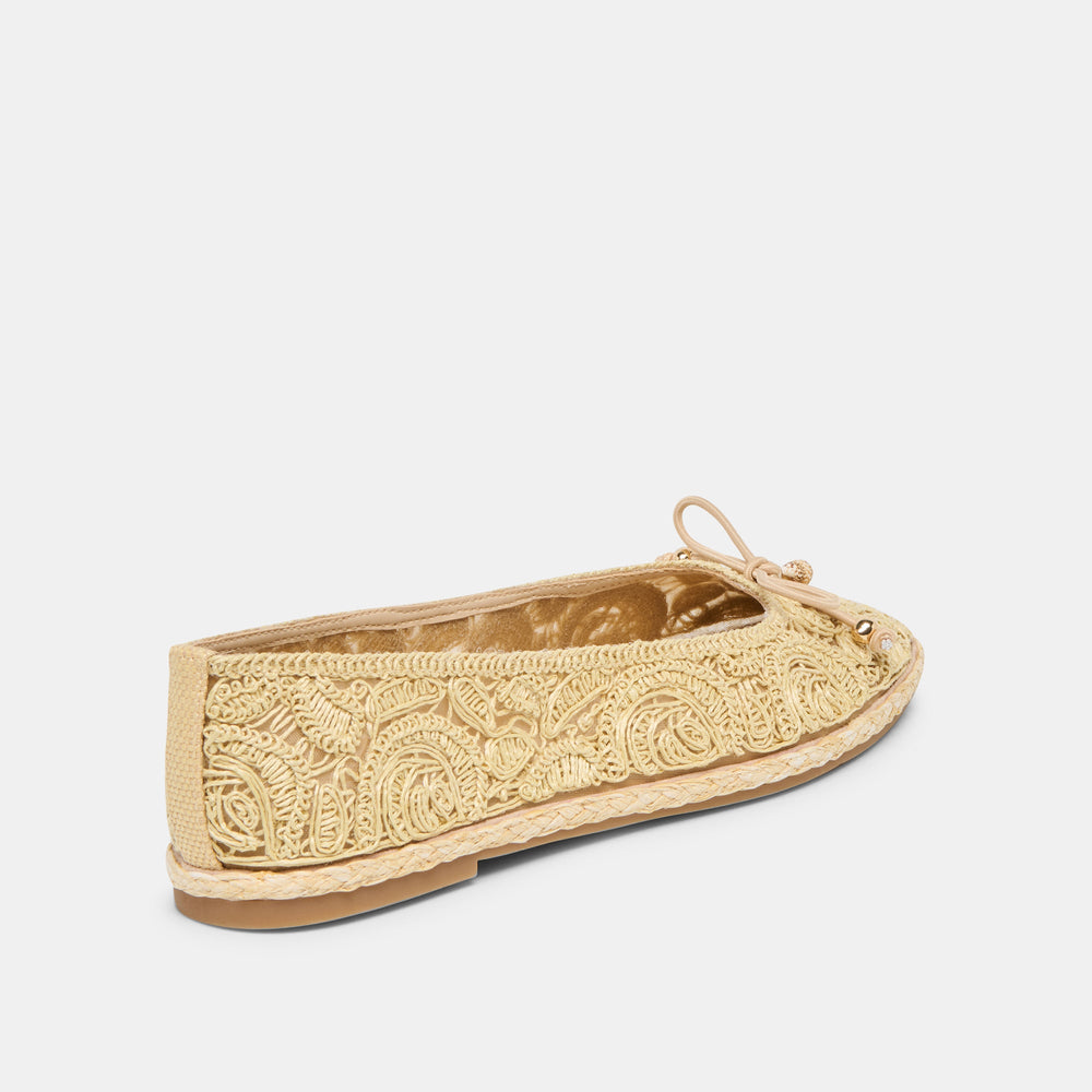 Tianna Lt Natural Raffia Lace Ballet Flats / Dolce Vita