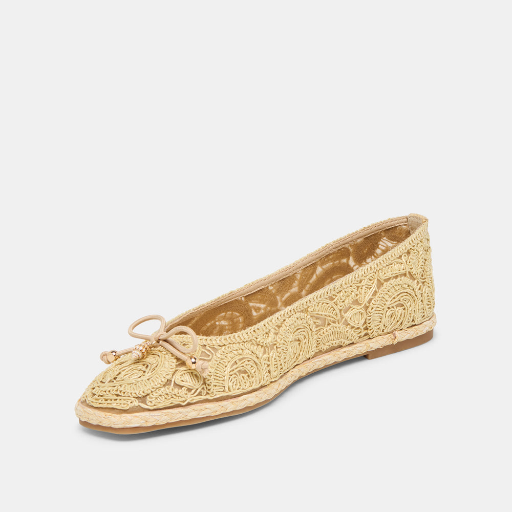 Tianna Lt Natural Raffia Lace Ballet Flats / Dolce Vita
