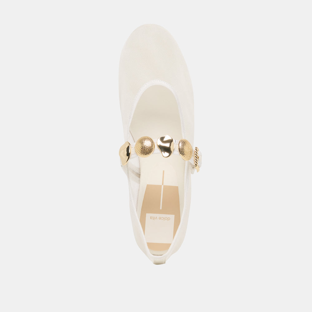 Relan Mesh White Mesh Ballet Flats / Dolce Vita