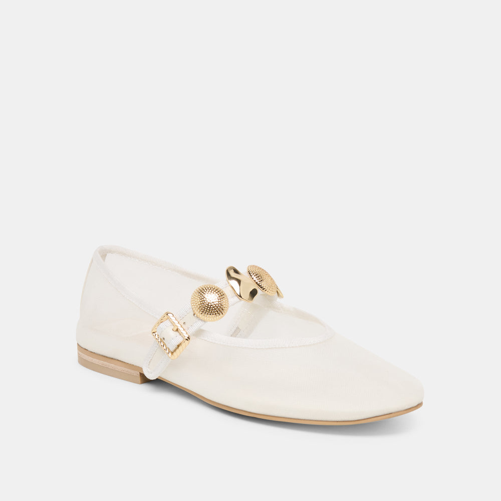 Relan Mesh White Mesh Ballet Flats / Dolce Vita