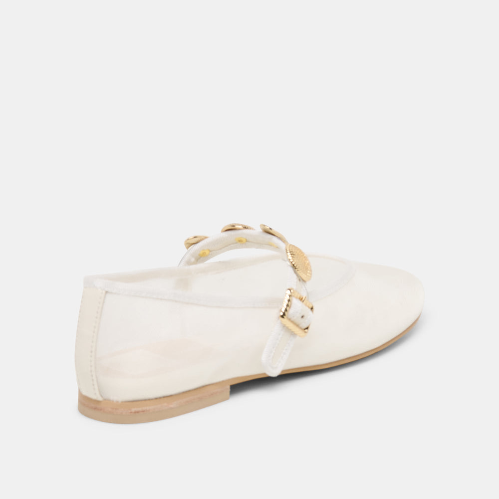 Relan Mesh White Mesh Ballet Flats / Dolce Vita
