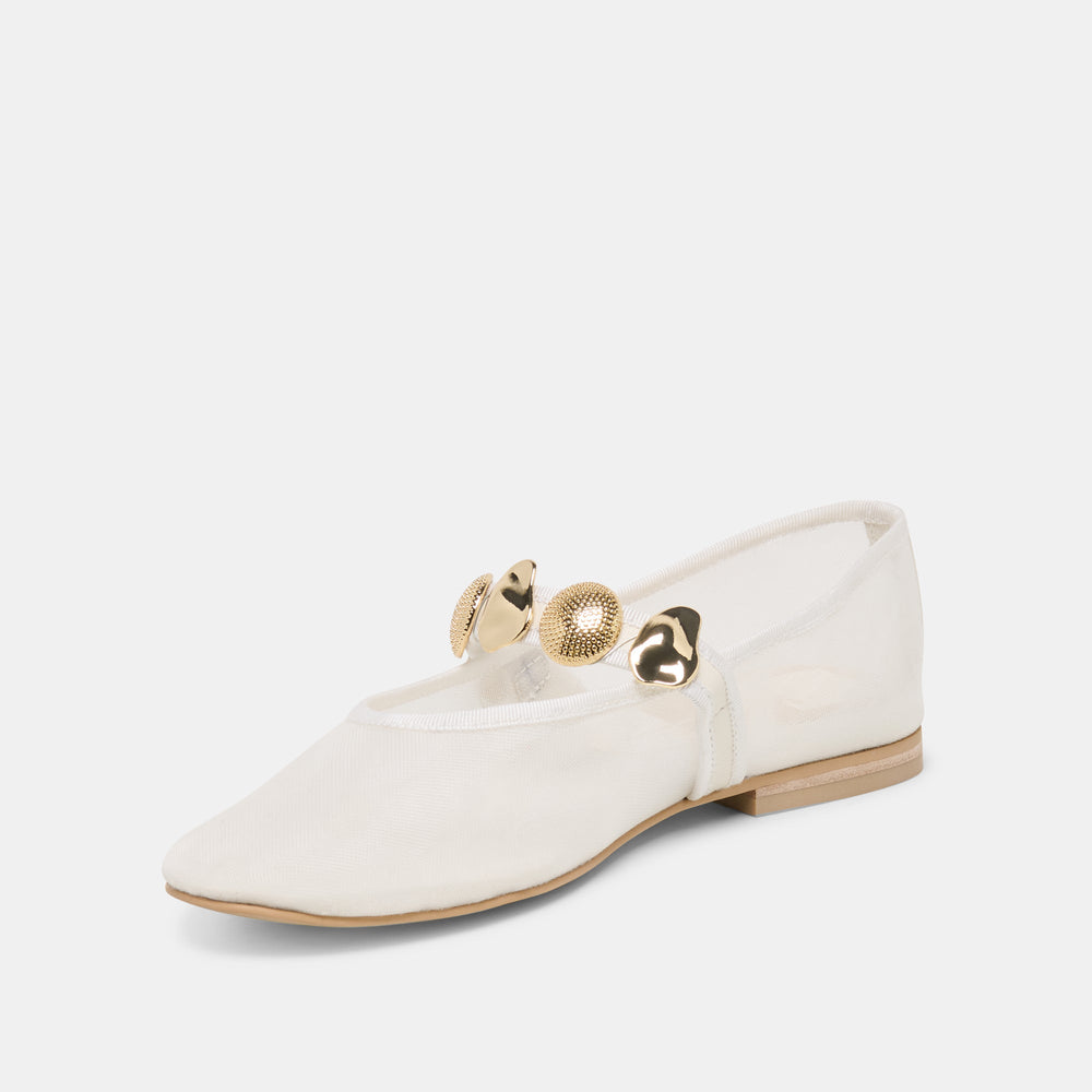Relan Mesh White Mesh Ballet Flats / Dolce Vita