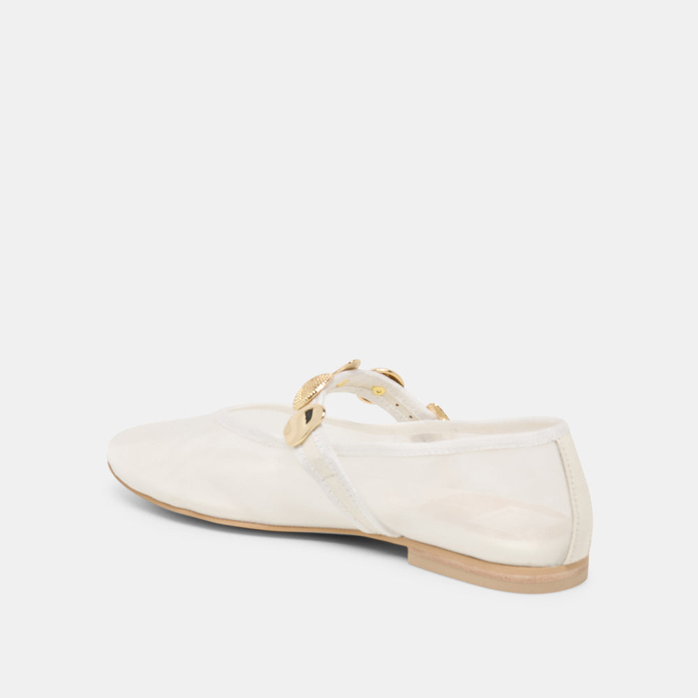 Relan Mesh White Mesh Ballet Flats / Dolce Vita