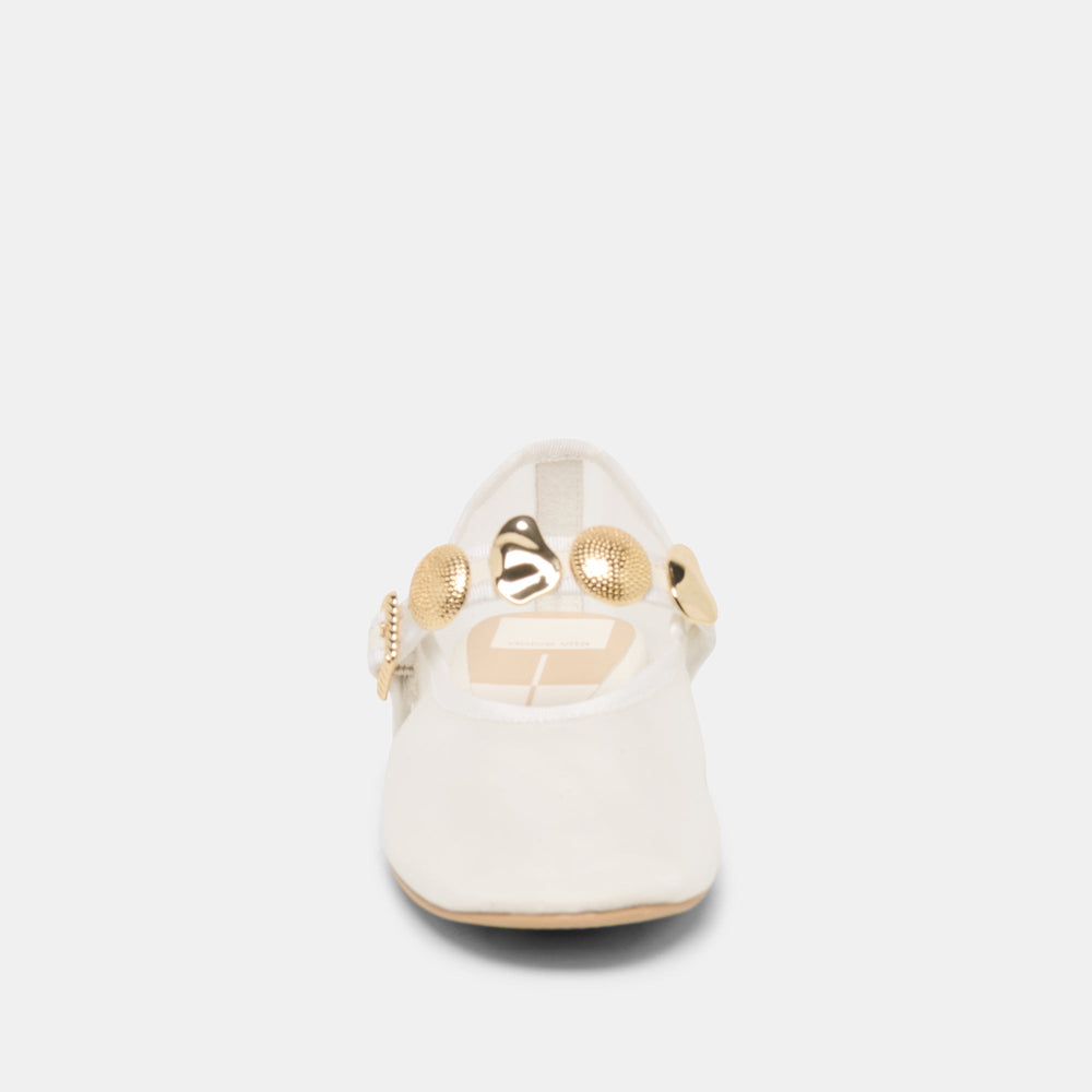 Relan Mesh White Mesh Ballet Flats / Dolce Vita