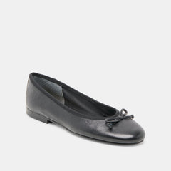 Ritla Wide Black Leather Ballet Flats / Dolce Vita