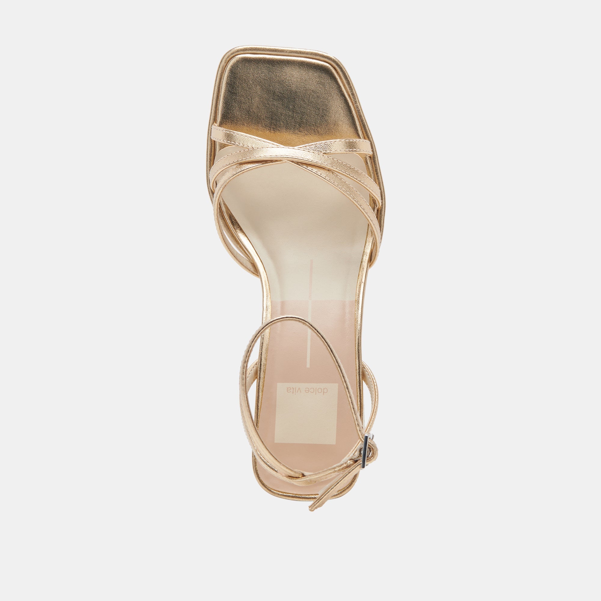Manji Wide Light Gold Metallic Leather Heels / Dolce Vita