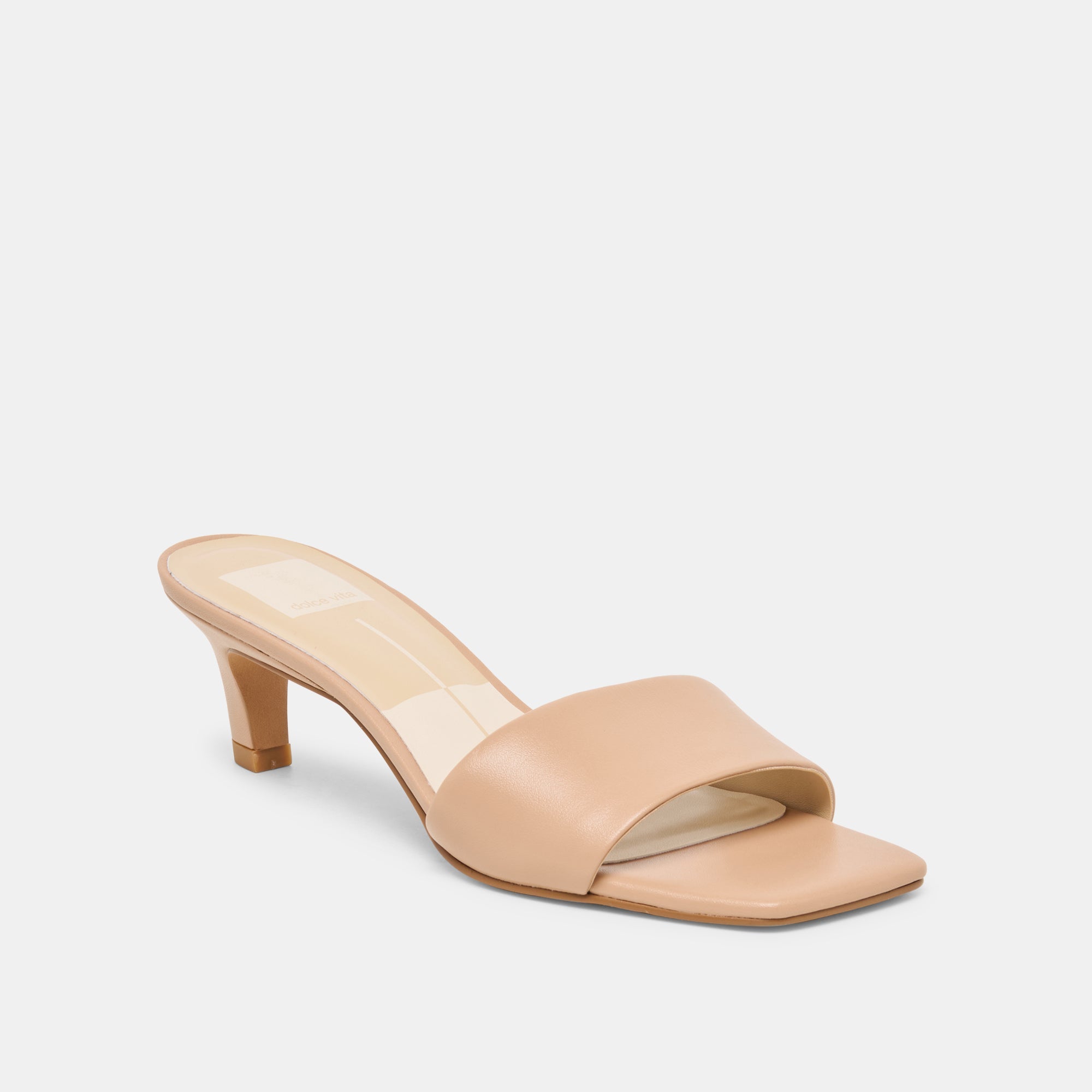 Rexa Wide Light Tan Leather Heels / Dolce Vita