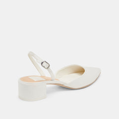Carel Wide True White Satin Heels / Dolce Vita