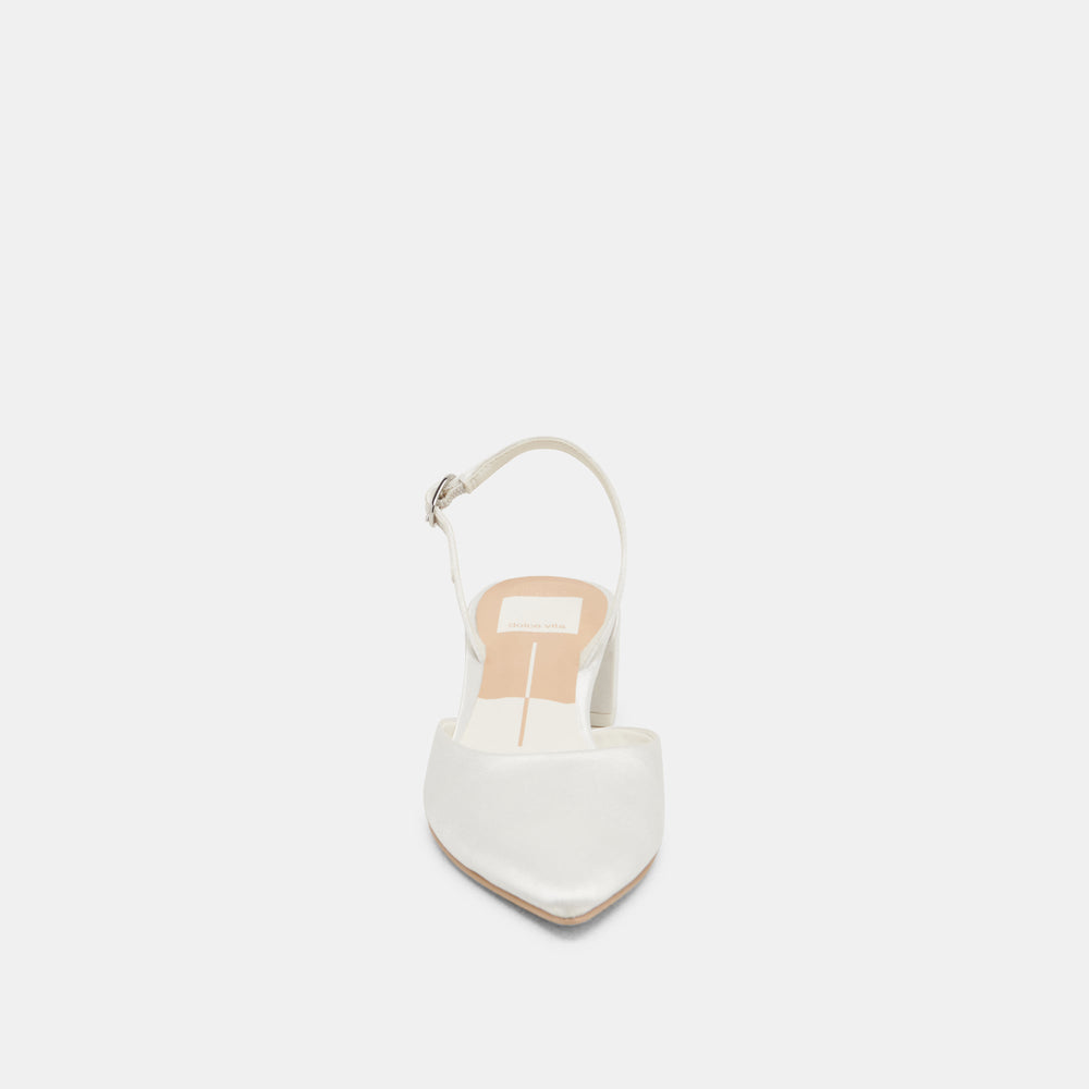 Carel Wide True White Satin Heels / Dolce Vita