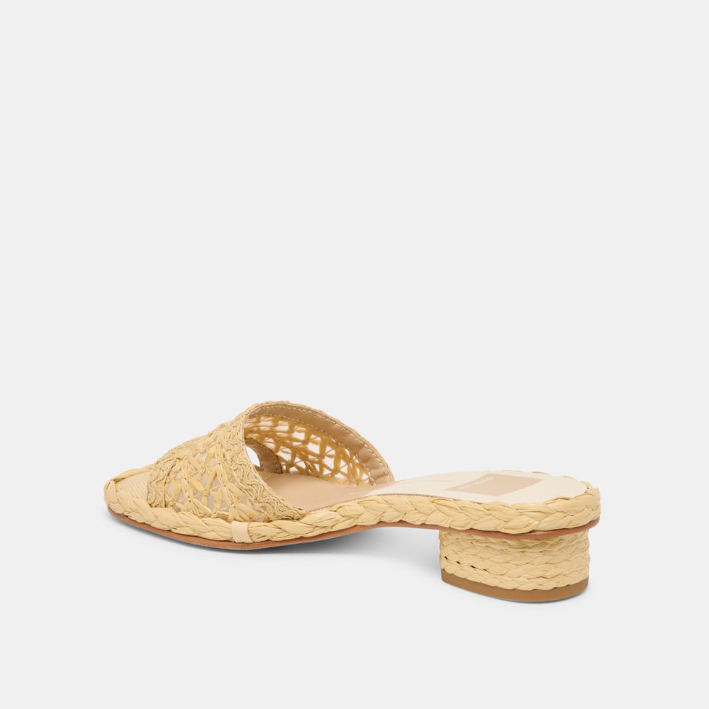 Dixi Wide Lt Natural Cross Hatch Raffia Sandals / Dolce Vita