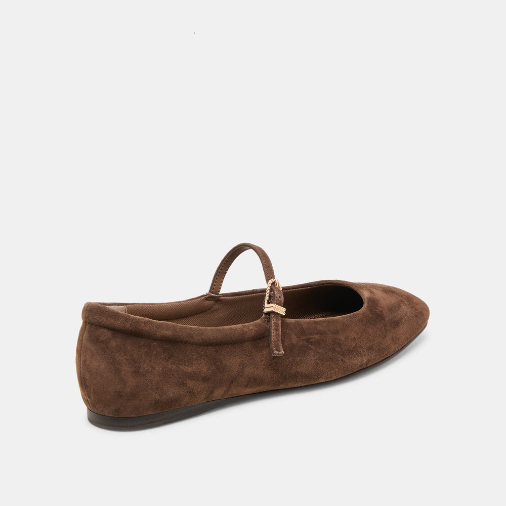 Reyes Wide Dk Brown Suede Ballet Flats / Dolce Vita