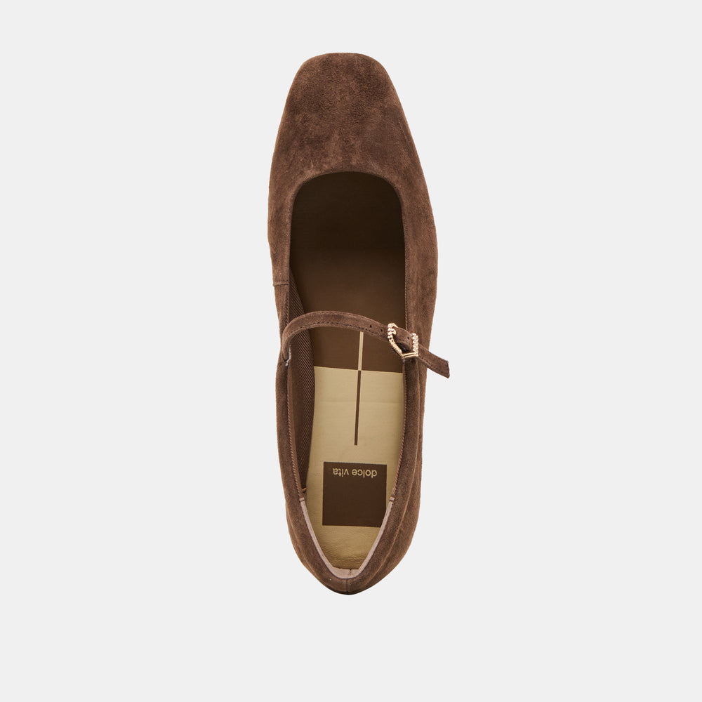 Reyes Wide Dk Brown Suede Ballet Flats / Dolce Vita