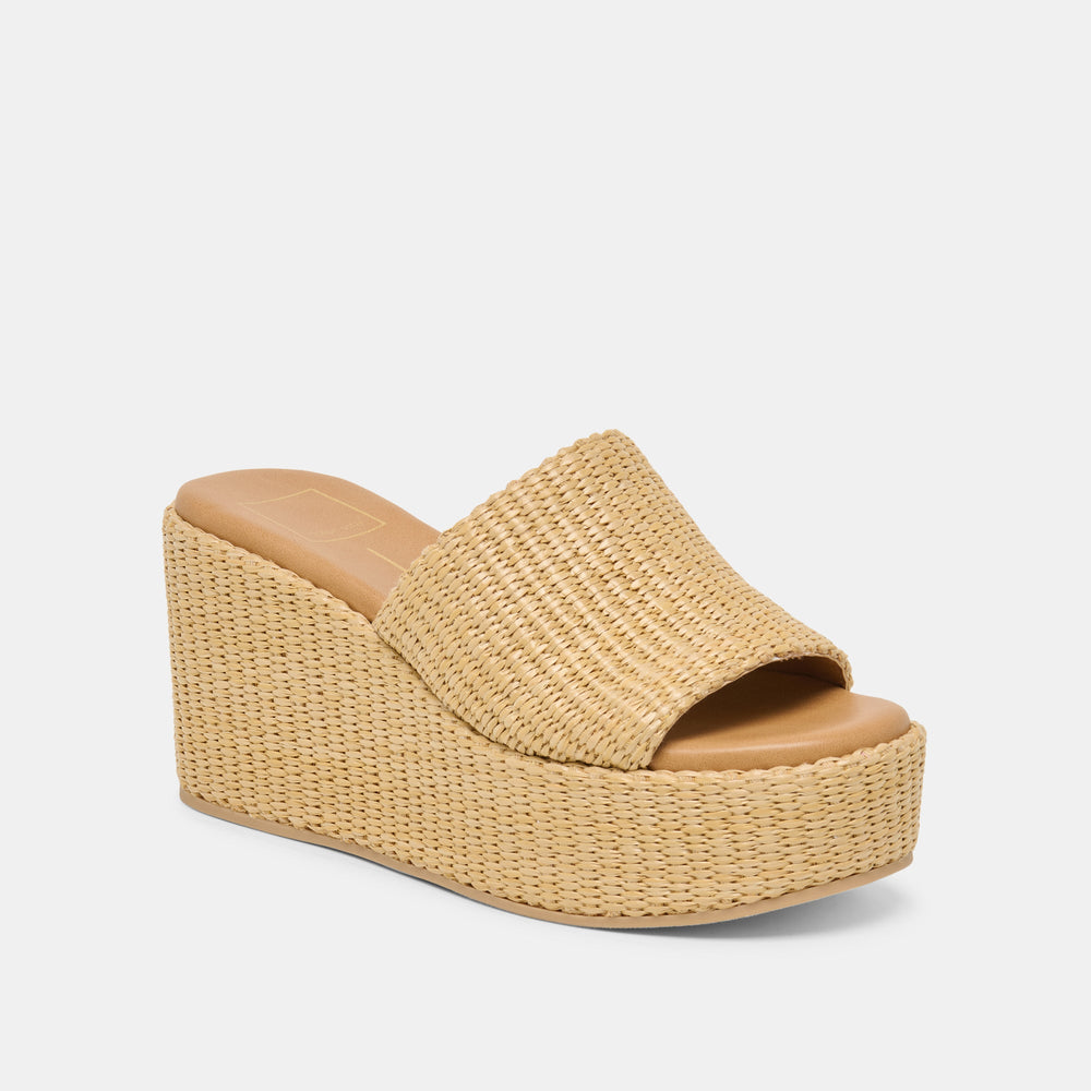 Joclyn Wide Lt Natural Raffia Wedges / Dolce Vita