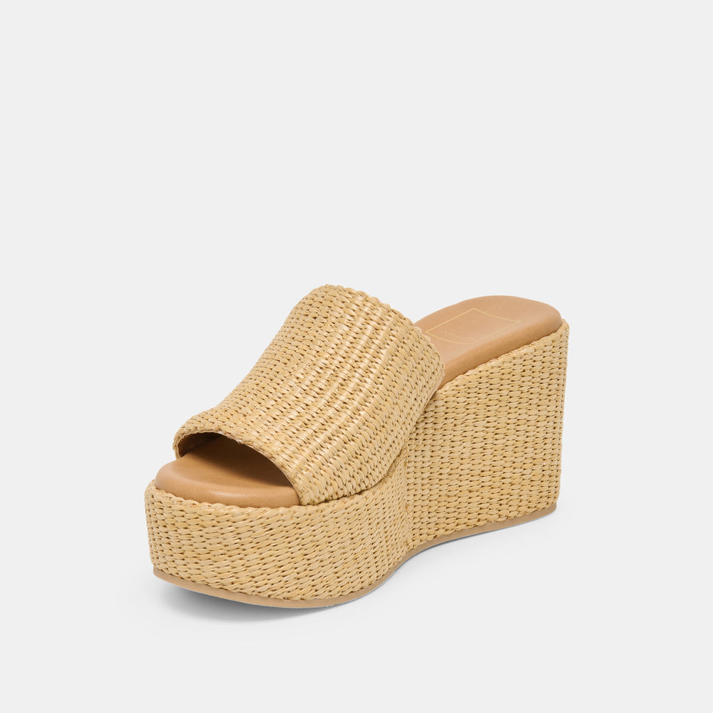 Joclyn Wide Lt Natural Raffia Wedges / Dolce Vita