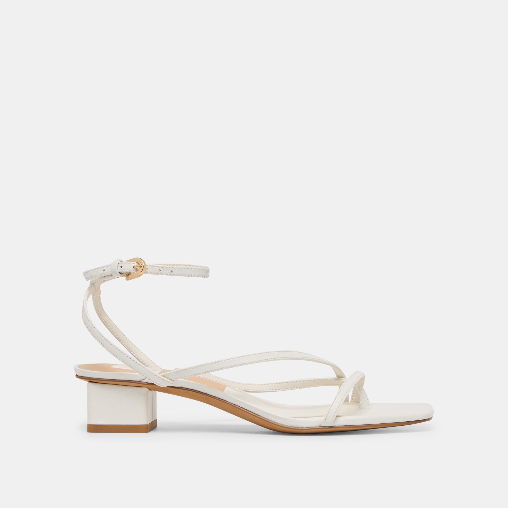 Karlos Wide True White Leather Sandals / Dolce Vita