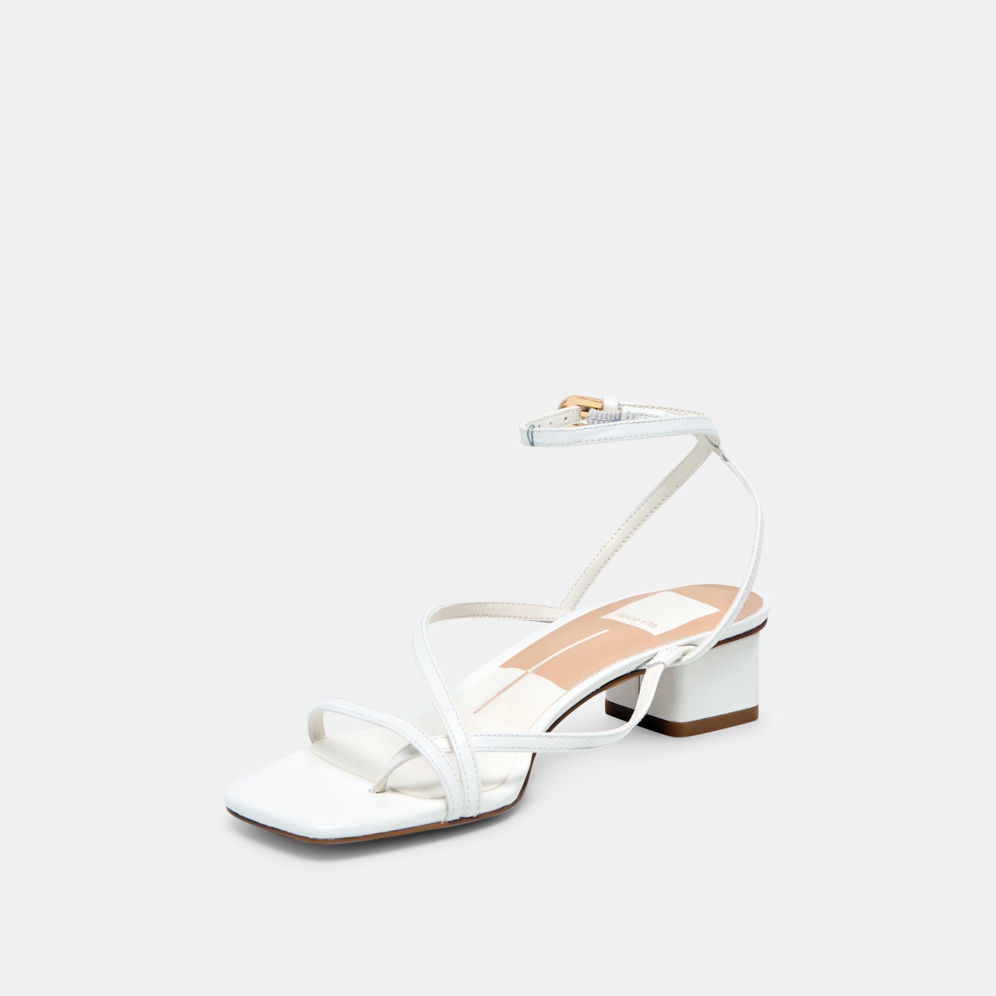 Karlos Wide True White Leather Sandals / Dolce Vita