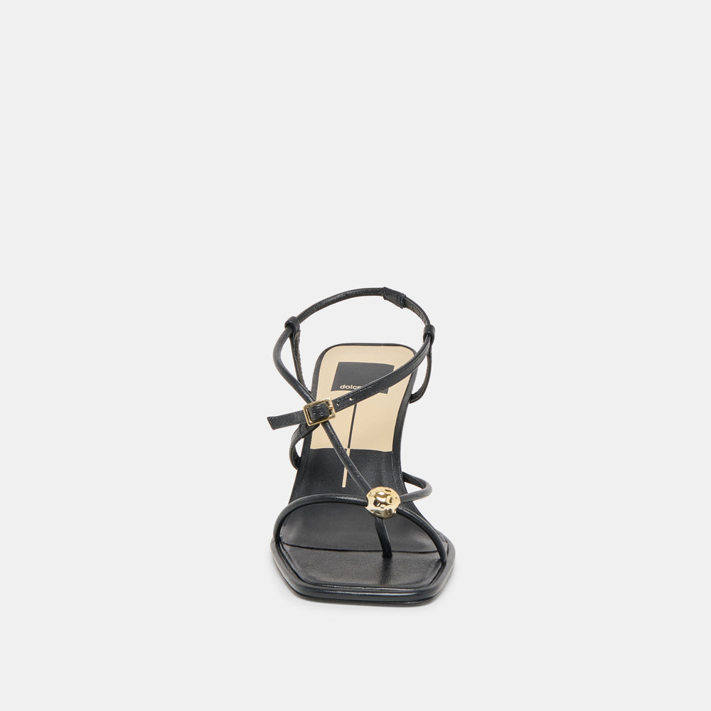 Manji Wide Black Leather Heels / Dolce Vita