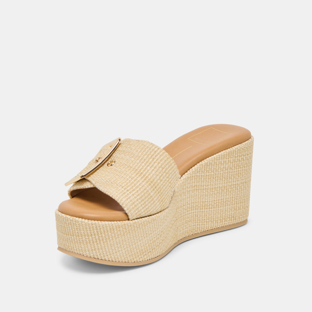 Jilian Wide Lt Natural Raffia Wedges / Dolce Vita