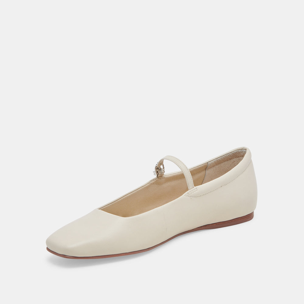 Reyes Wide Ballet Flats Ivory Leather | Ivory Ballet Flats
 – Dolce Vita / Dolce Vita