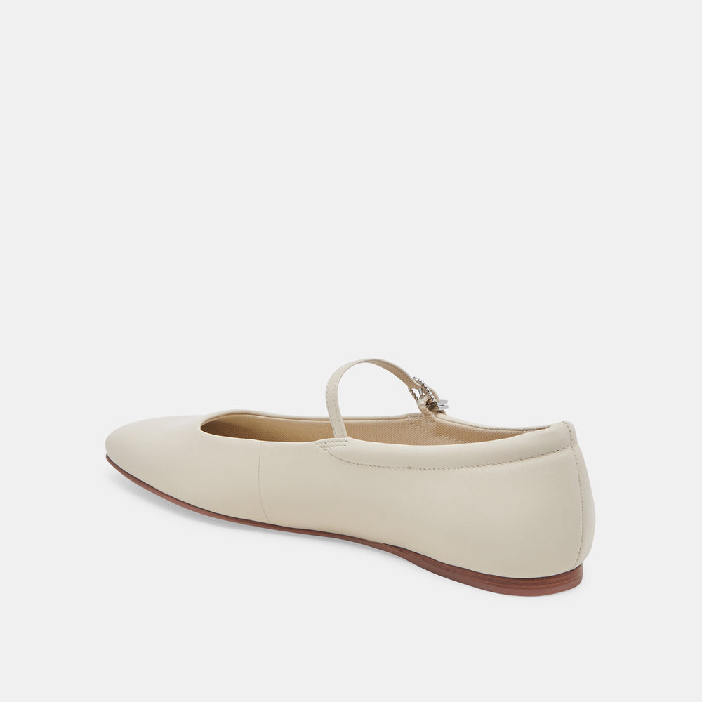 Reyes Wide Ballet Flats Ivory Leather | Ivory Ballet Flats
 – Dolce Vita / Dolce Vita