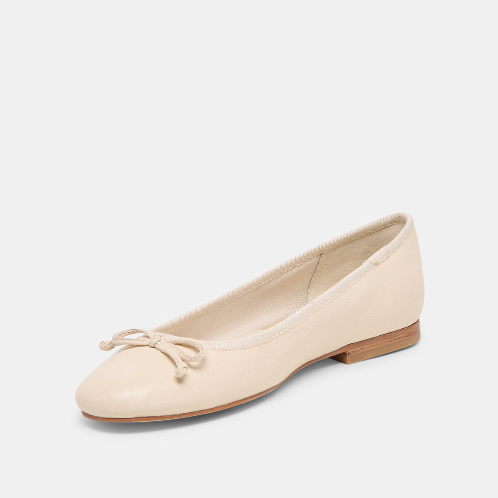 Ritla Wide Bone Leather Ballet Flats / Dolce Vita