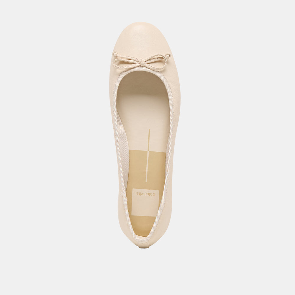 Ritla Wide Bone Leather Ballet Flats / Dolce Vita