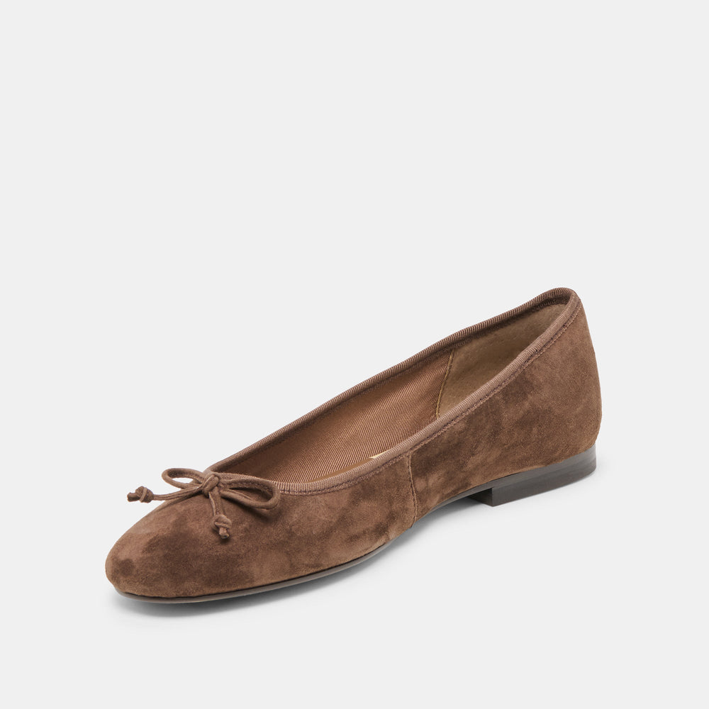 Ritla Wide Dk Brown Suede Ballet Flats / Dolce Vita