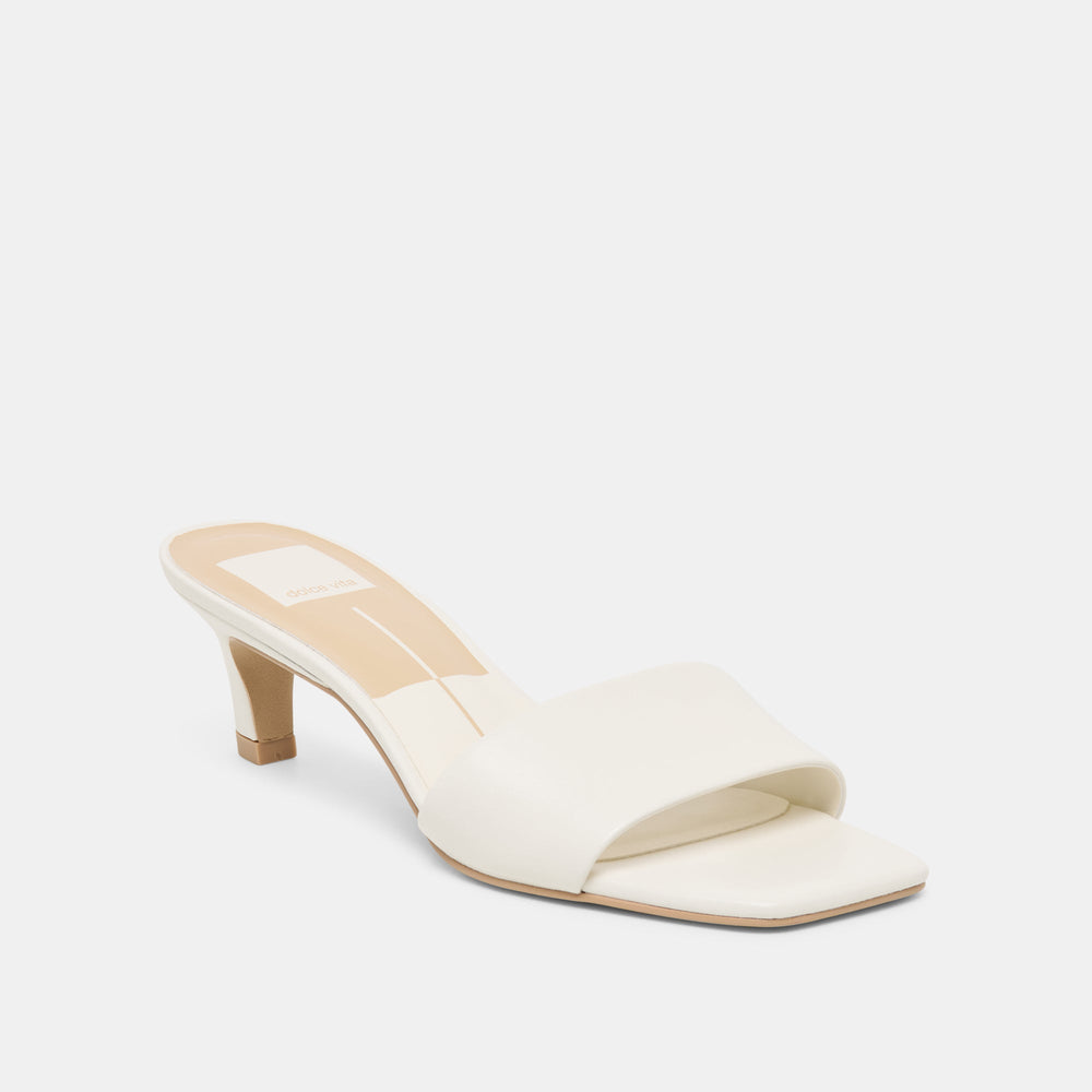 Rexa Wide True White Leather Heels / Dolce Vita