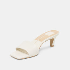 Rexa Wide True White Leather Heels / Dolce Vita