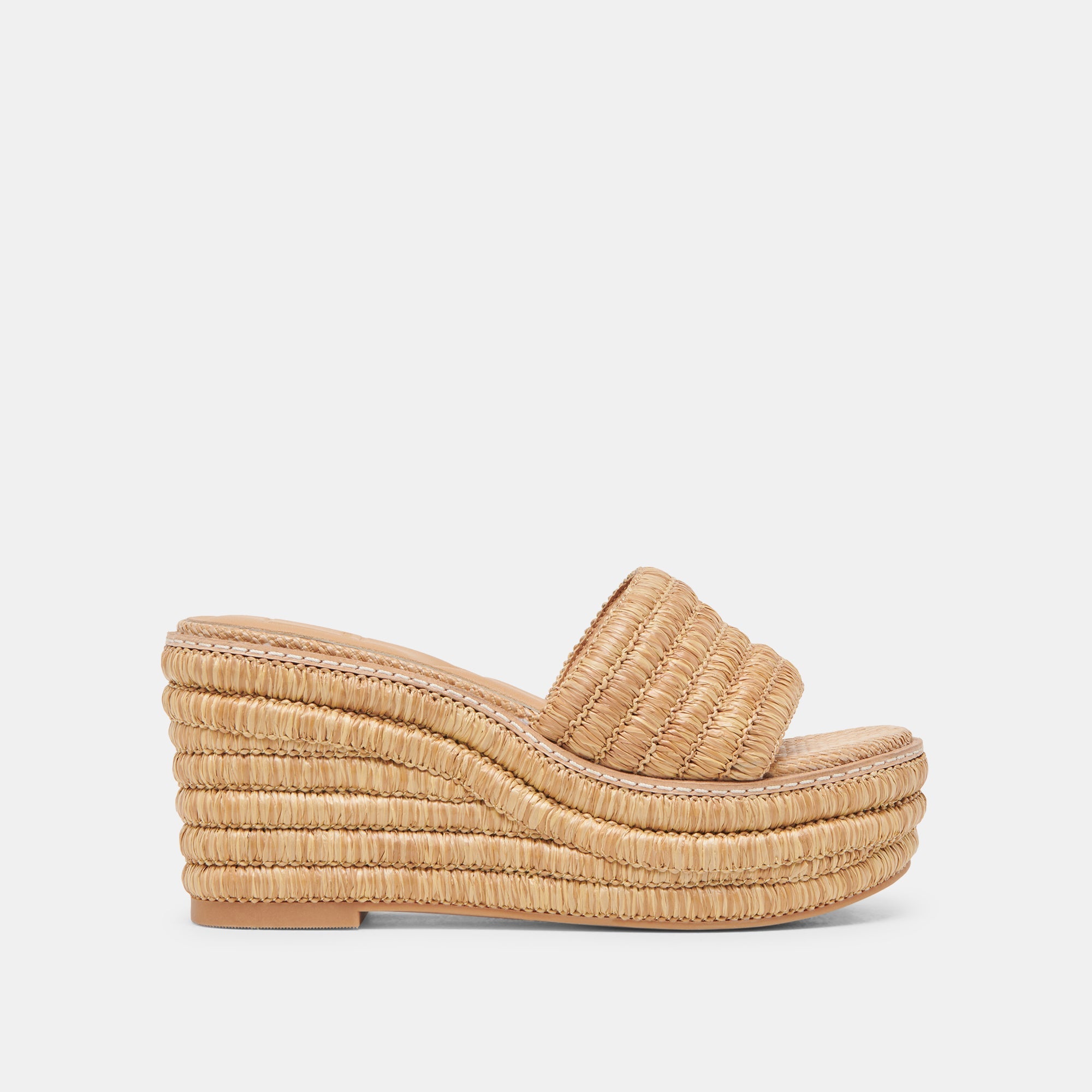 Throne Wide Lt Natural Raffia Wedges / Dolce Vita