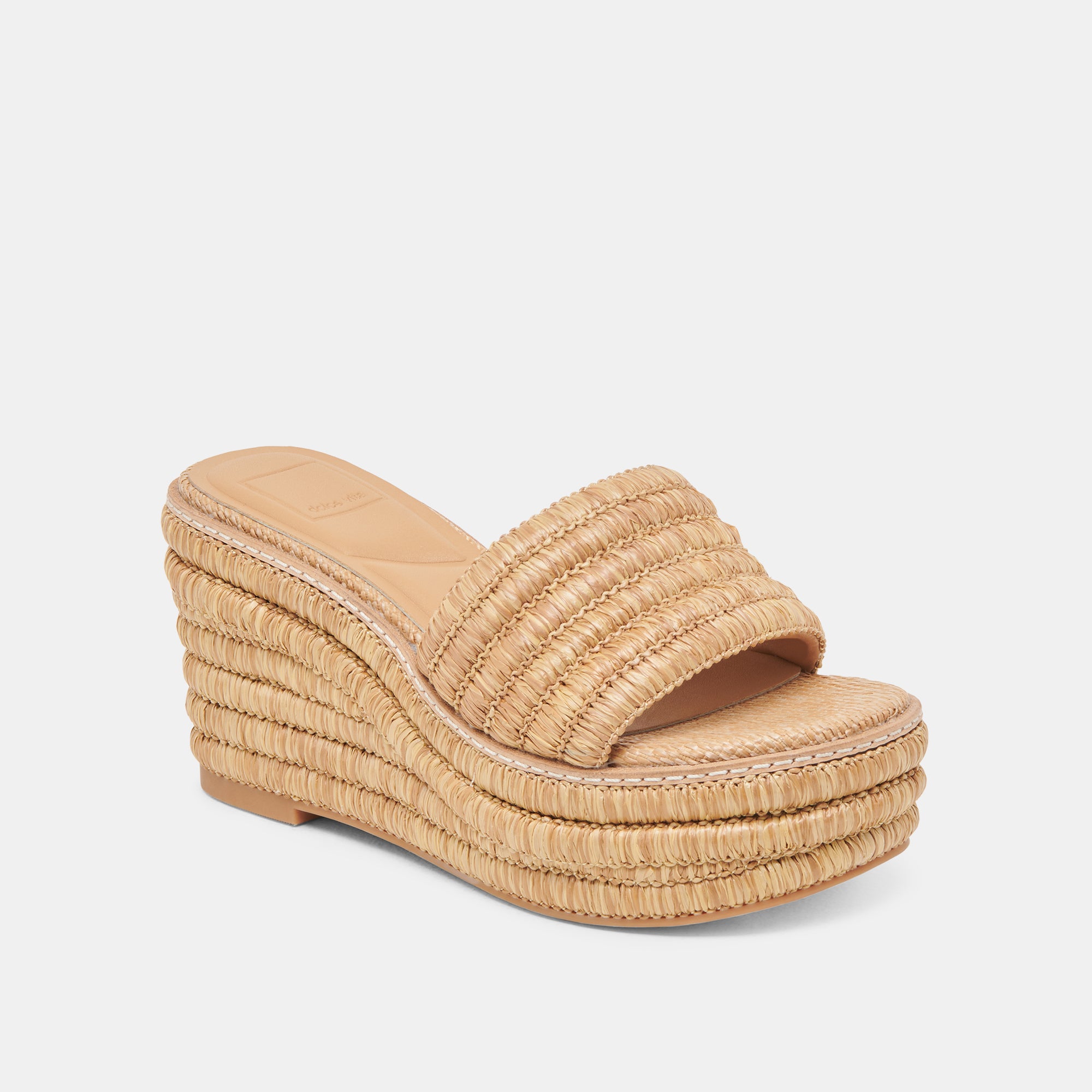 Throne Wide Lt Natural Raffia Wedges / Dolce Vita