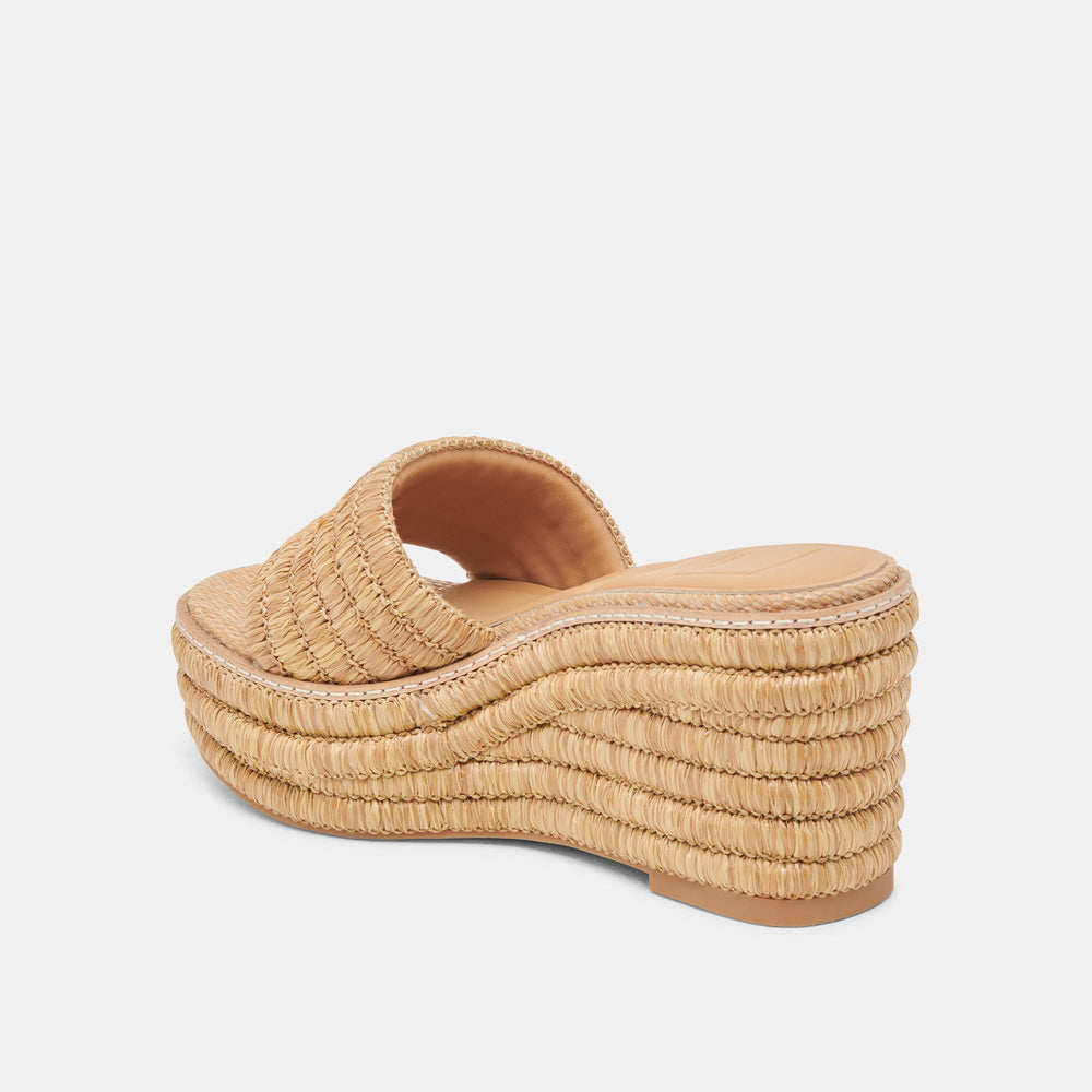 Throne Wide Lt Natural Raffia Wedges / Dolce Vita