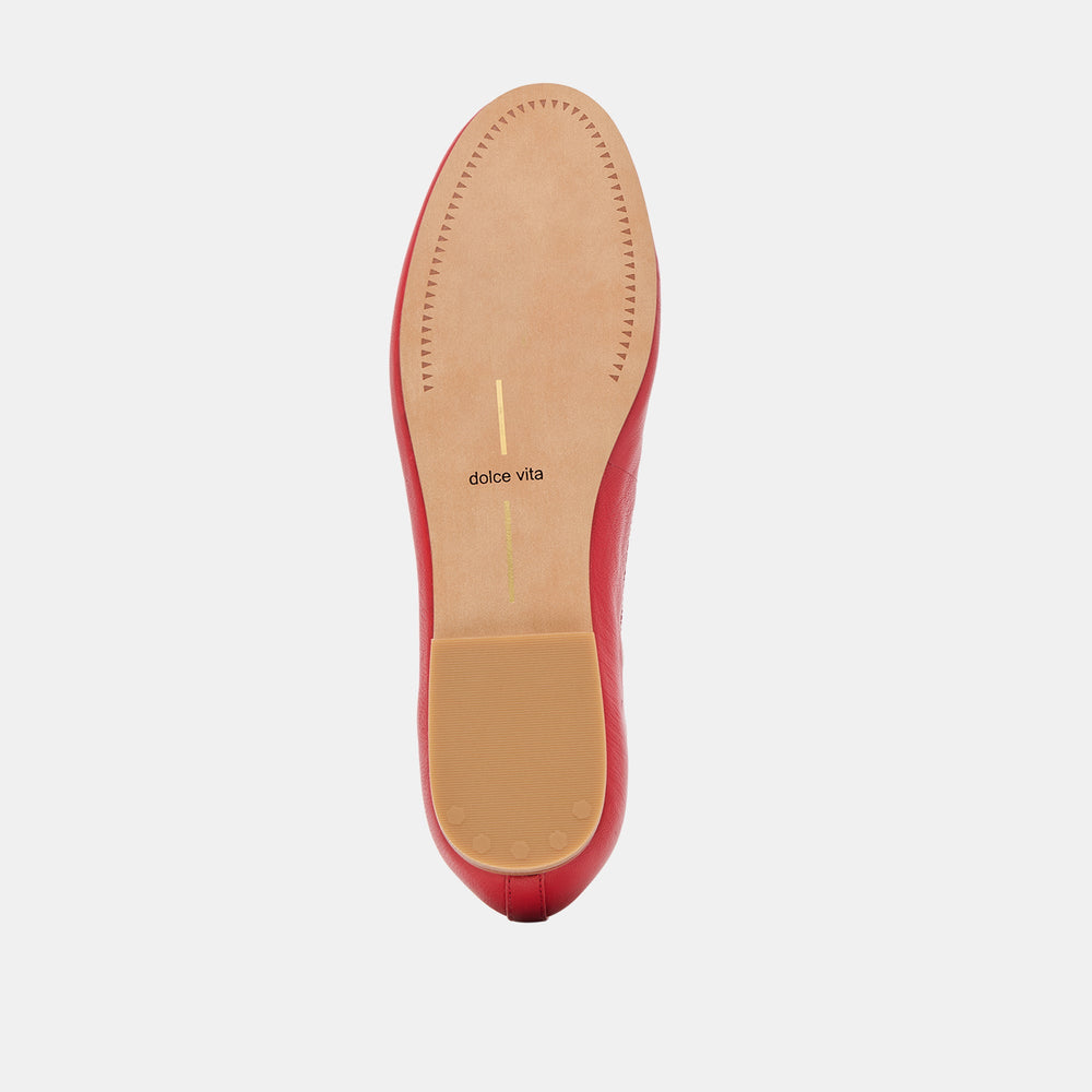 Ritla Wide Cherry Leather Ballet Flats / Dolce Vita