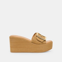 Jilian Wide Mocha Raffia Wedges / Dolce Vita