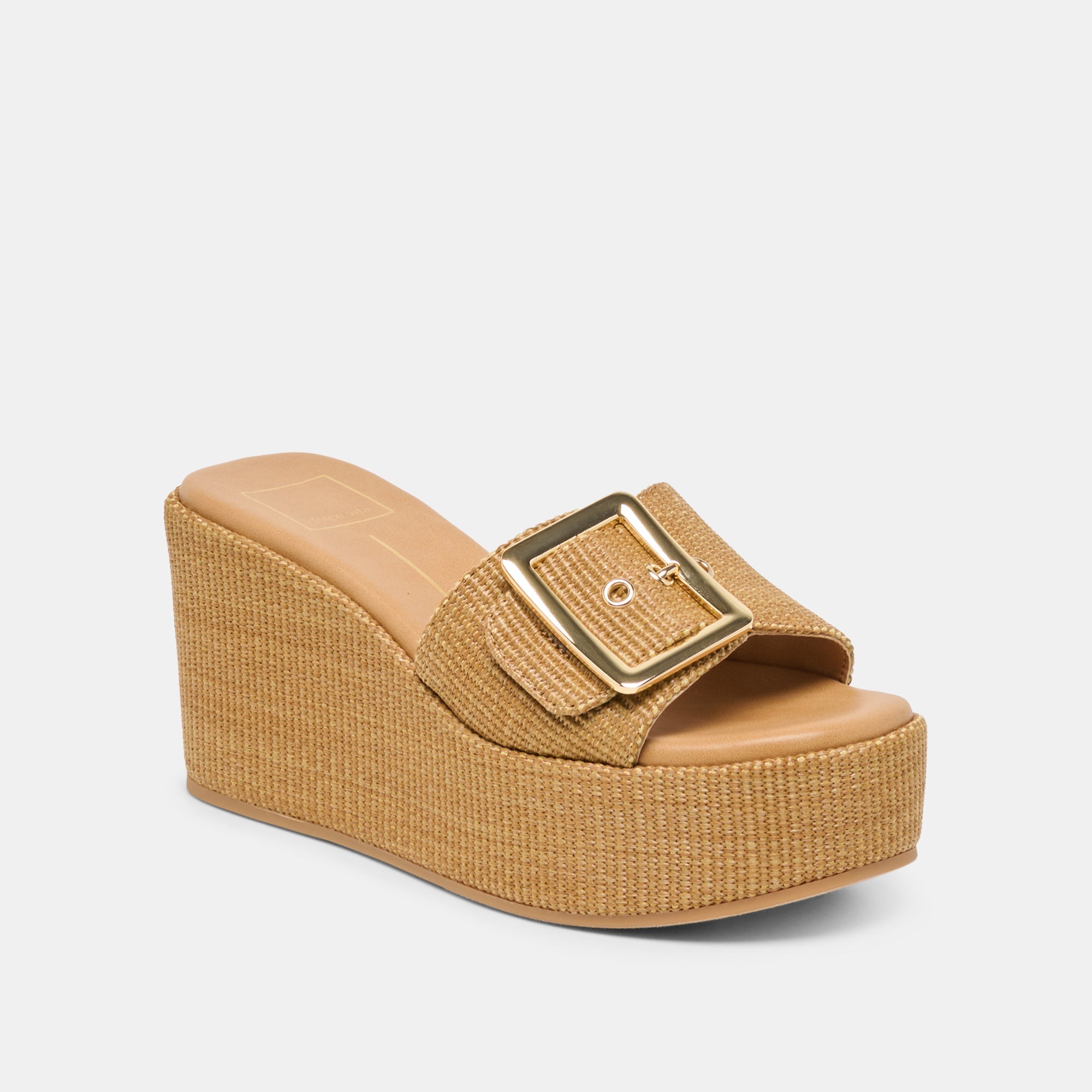 Jilian Wide Mocha Raffia Wedges / Dolce Vita