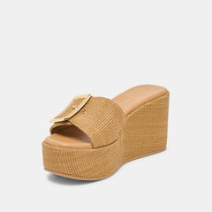 Jilian Wide Mocha Raffia Wedges / Dolce Vita
