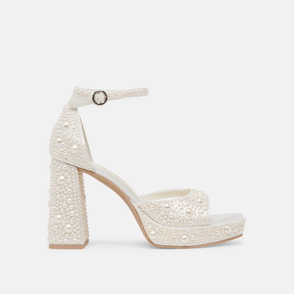 PANDRO PEARL WIDE HEELS TRUE WHITE SATIN
 – Dolce Vita / Dolce Vita