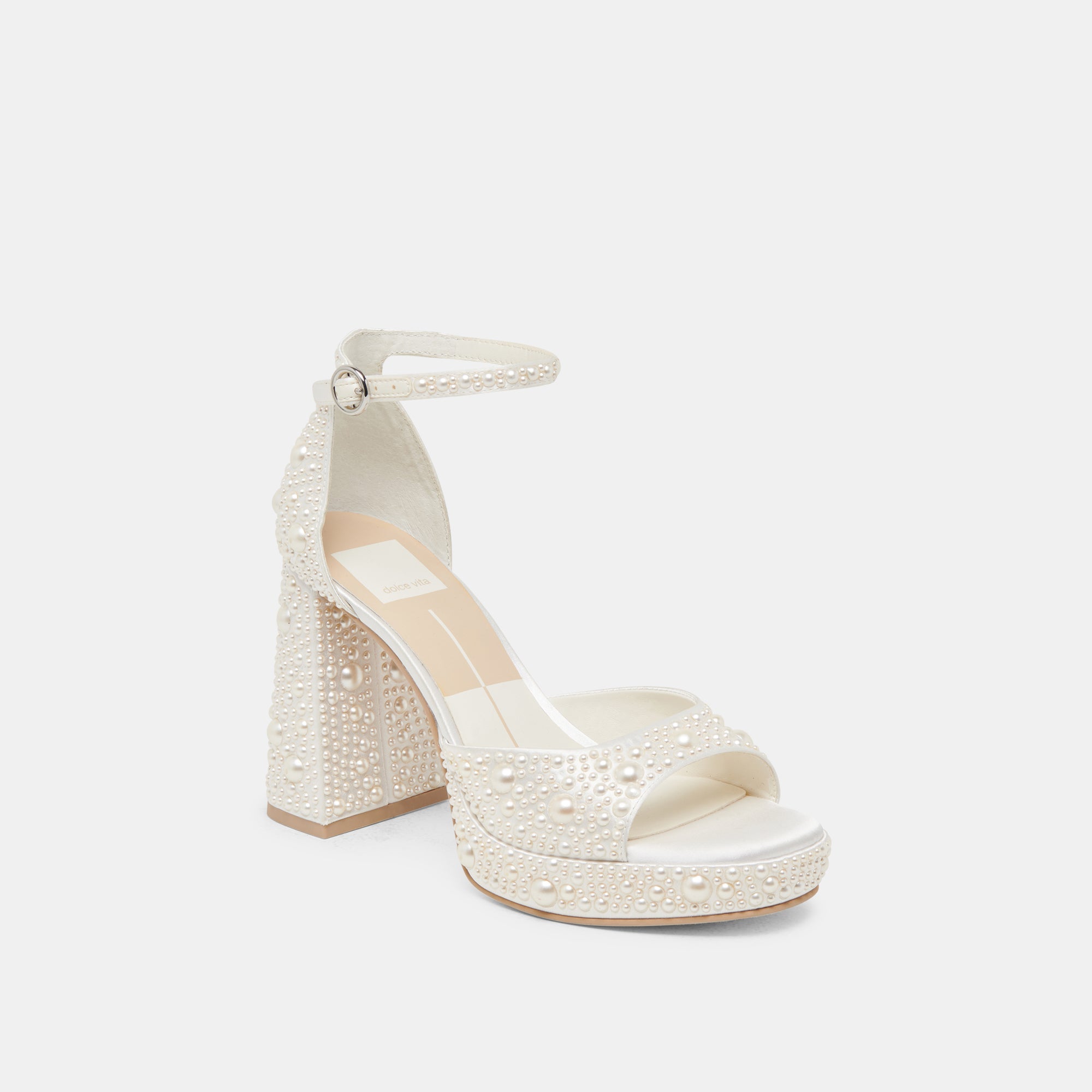PANDRO PEARL WIDE HEELS TRUE WHITE SATIN
 – Dolce Vita / Dolce Vita