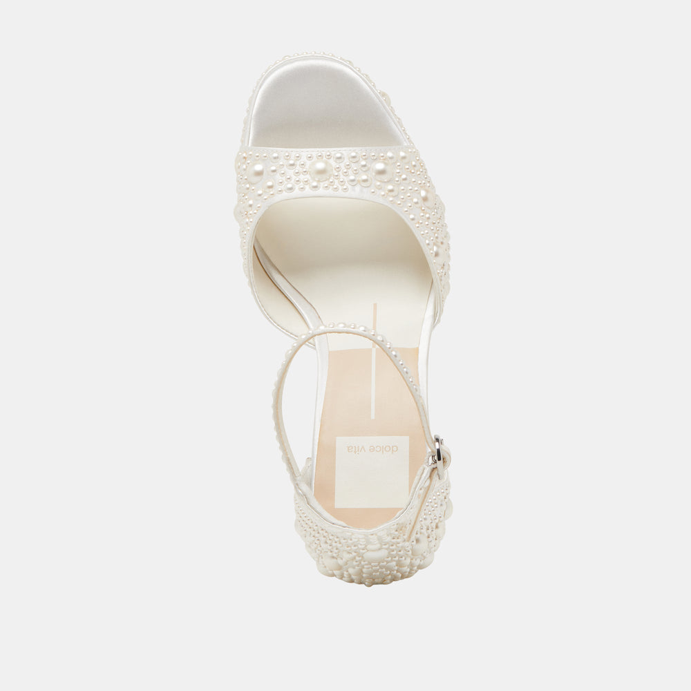 PANDRO PEARL WIDE HEELS TRUE WHITE SATIN
 – Dolce Vita / Dolce Vita