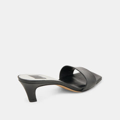 Rexa Wide Black Leather Heels / Dolce Vita
