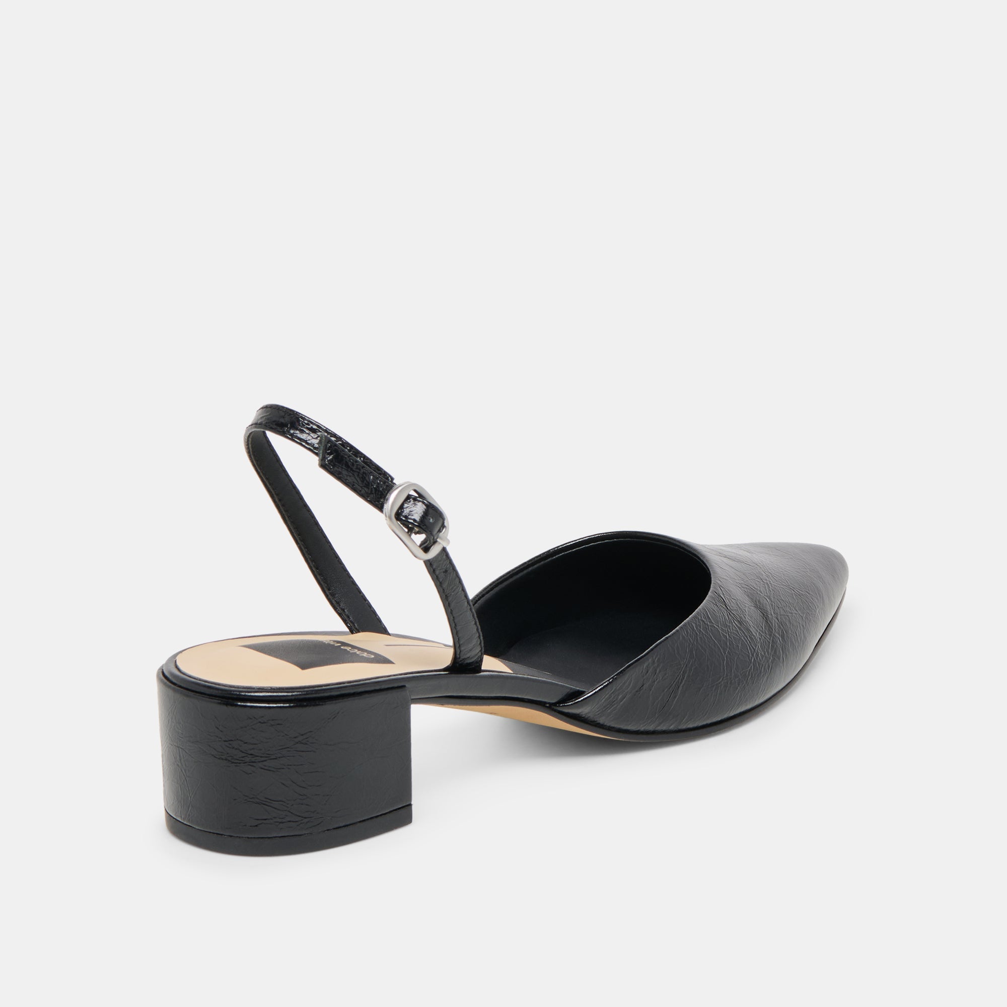 Carel Wide Midnight Crinkle Patent Leather Heels / Dolce Vita