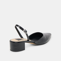 Carel Wide Midnight Crinkle Patent Leather Heels / Dolce Vita