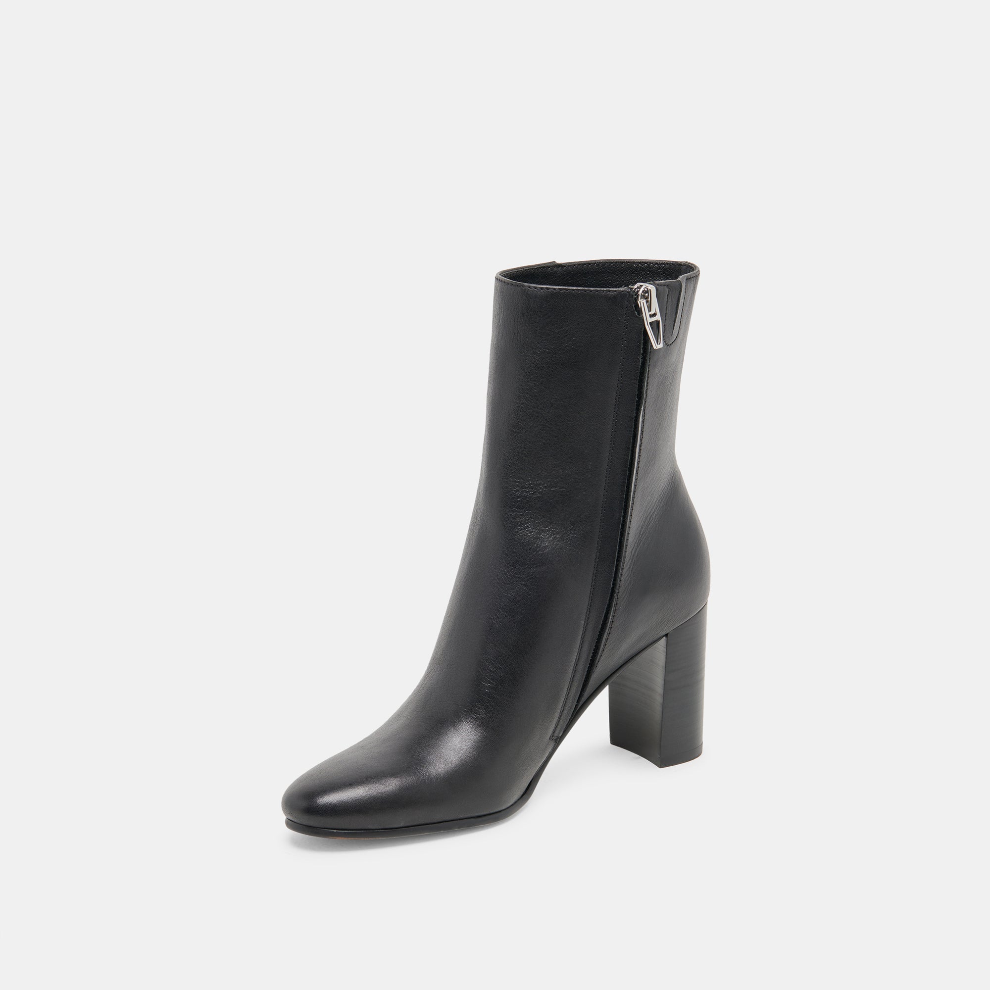 Suzy Wide Black Leather Booties / Dolce Vita