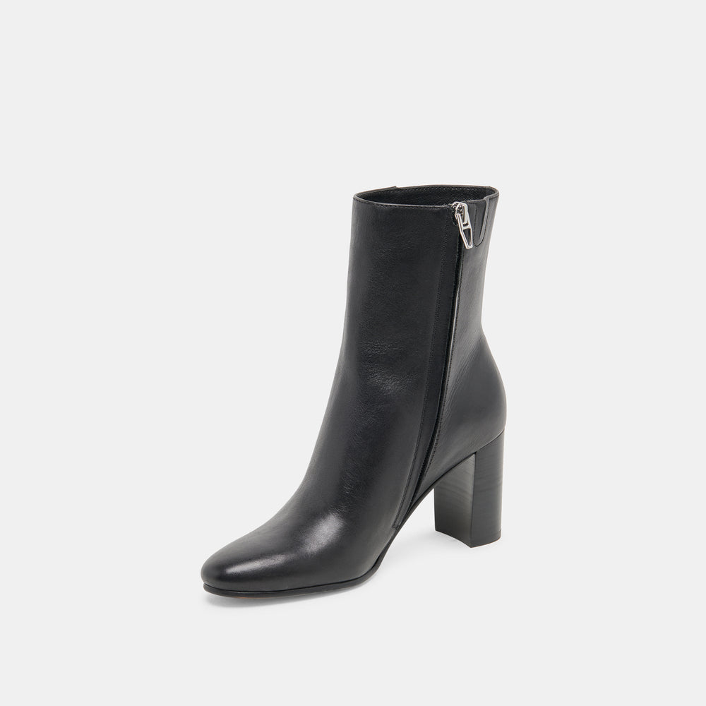 Suzy Wide Black Leather Booties / Dolce Vita