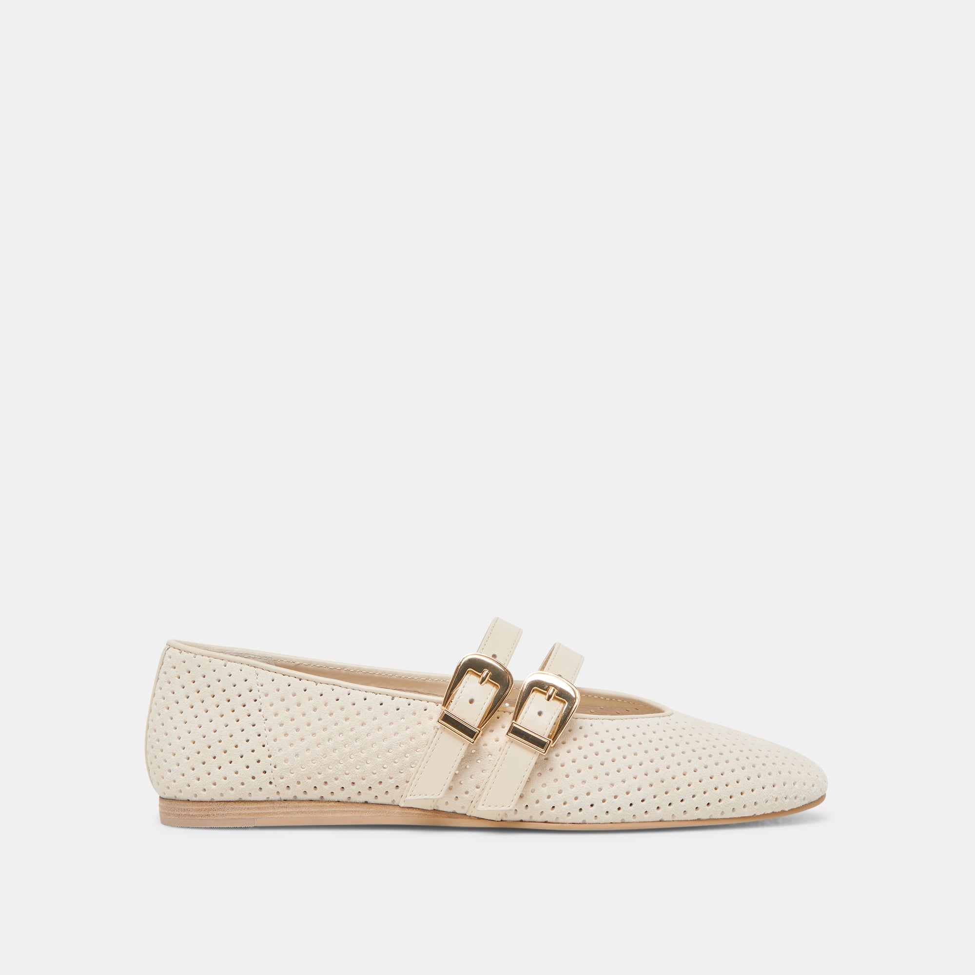 Baylee Wide Bone Perforated Suede Ballet Flats / Dolce Vita